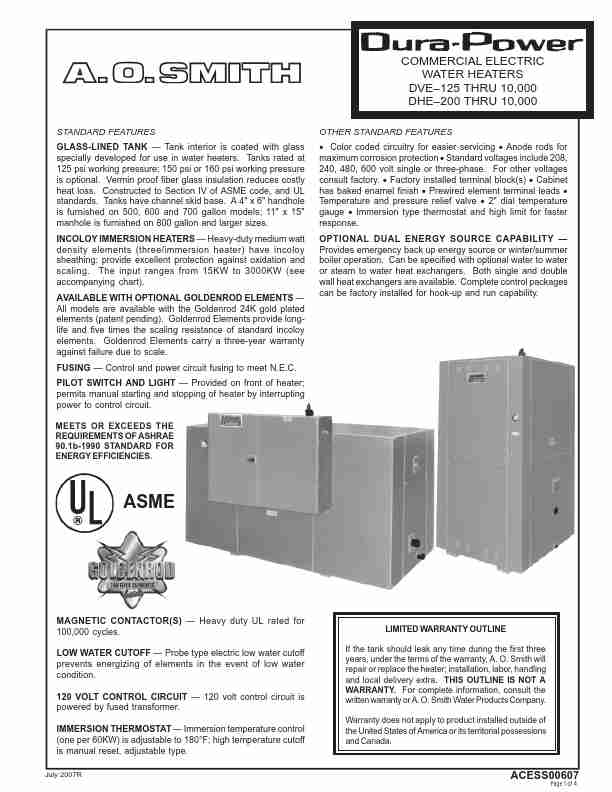 A O  Smith Water Heater DHE200 THRU 10-page_pdf